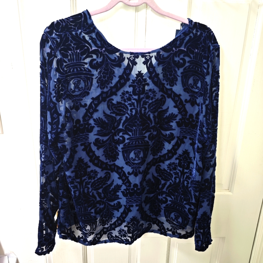 Ralph Lauren Silk & Viscose Sheer Velvet Top US14